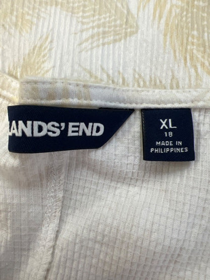 Lands End Women's Beige/White Short Sleeve Textuted T-Shirt - XL image 3