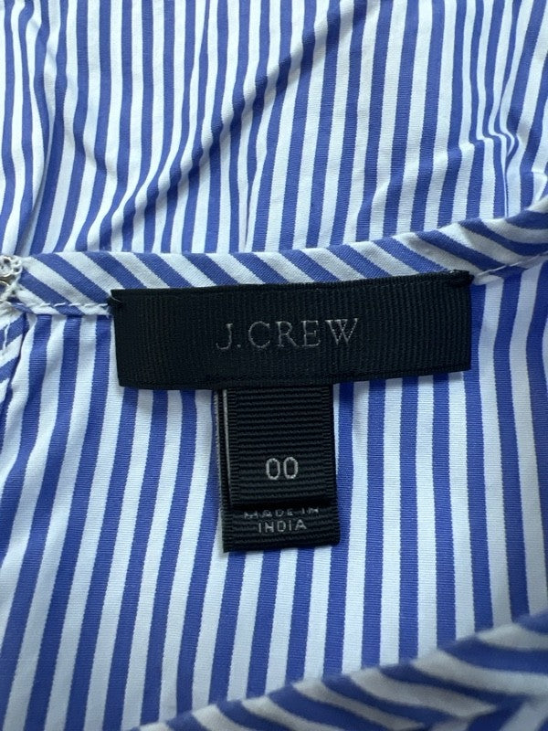 J.Crew Women's Blue Striped Short Sleeve Ruffle Top Blouse - 00 image 3