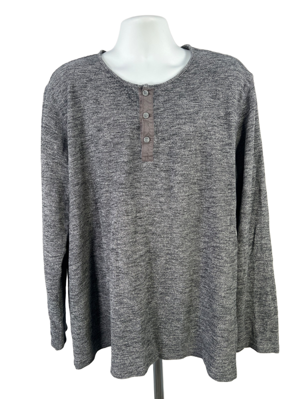 Nordstrom Men's Gray Knit Quarter Button Long Sleeve Sweater - XXXL