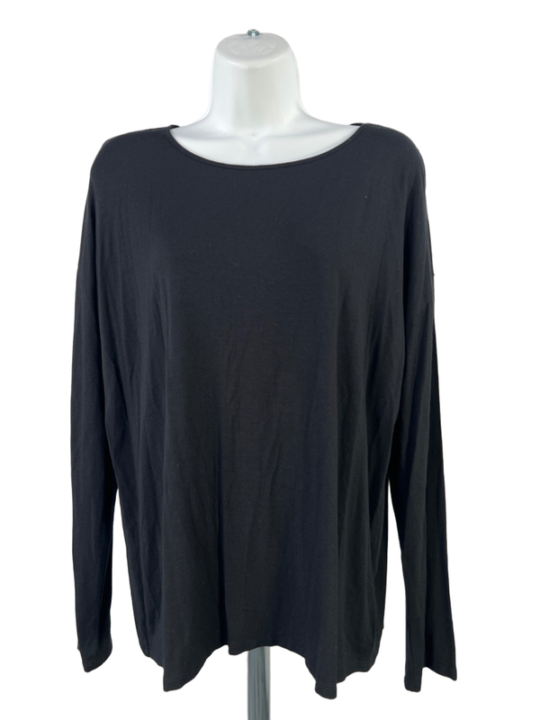 J. Jill Women's Black Wearever Collections Long Sleeve Boat Neck Shirt - L