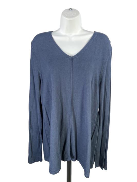 J.Jill Women's Blue Long Sleeve V-Neck Sweater - L