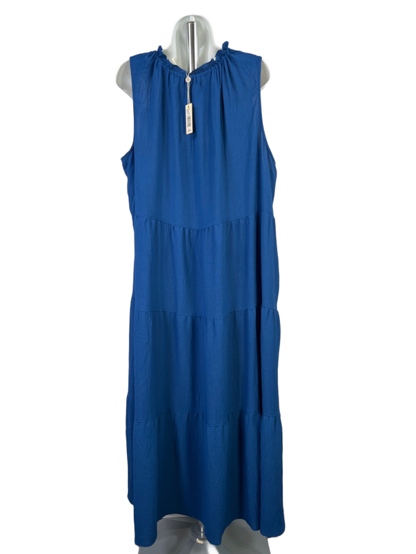 Max Studio Women's Blue A-Line Keyhole Sleeveless Midi Dress - 3X Plus image 2