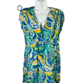 Lauren Ralph Lauren Women's Blue/Green Paisley Carnivale Cover Up Dress - L