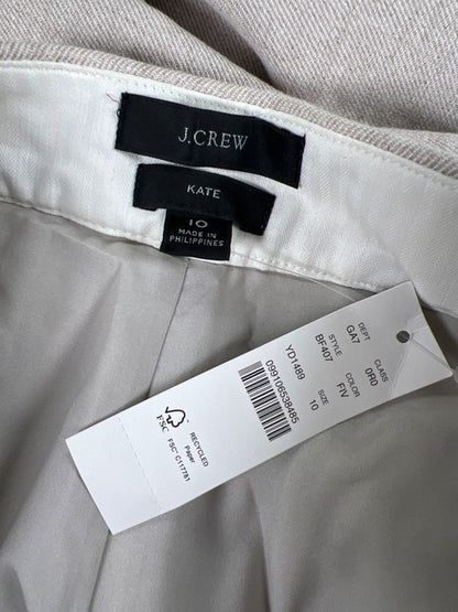 J Crew Women's Beige Kate Linen Blend Straight Leg High Rise Pants - 10 image 3