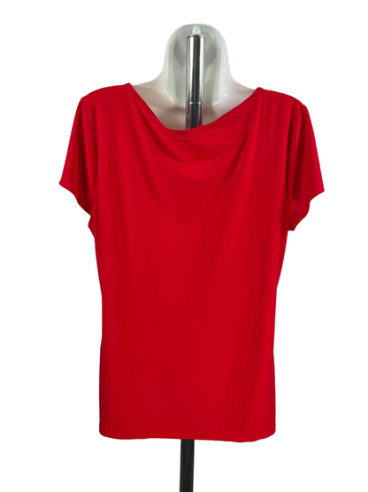 White House Black Market Women's Red Hardware Detail Short Sleeve Blouse - L image 2