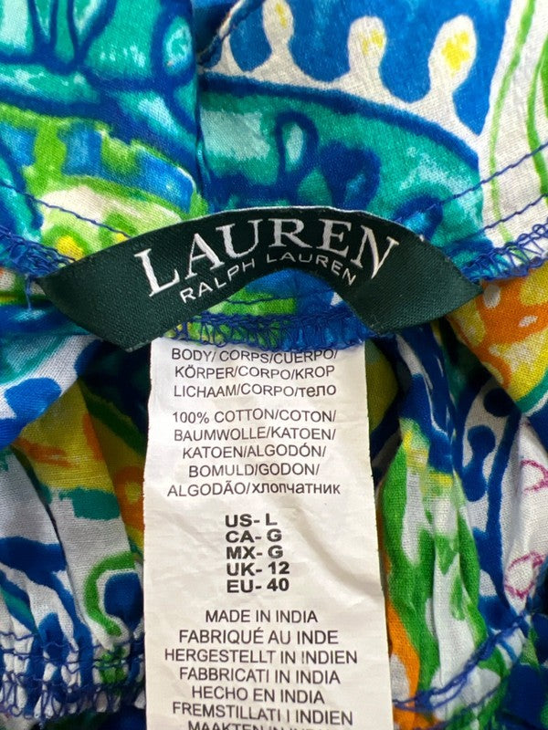 Lauren Ralph Lauren Women's Blue/Green Paisley Carnivale Cover Up Dress - L image 3