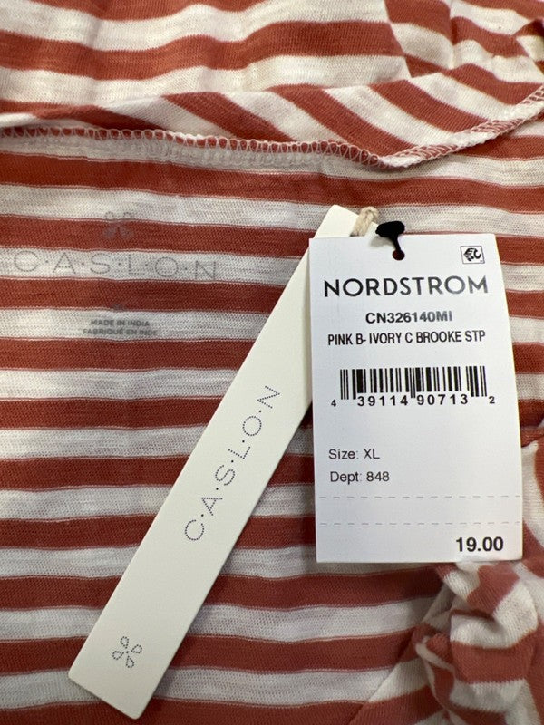 Caslon Women's Pink/White Striped Lightweight Short Sleeve Tee Shirt - XL image 3