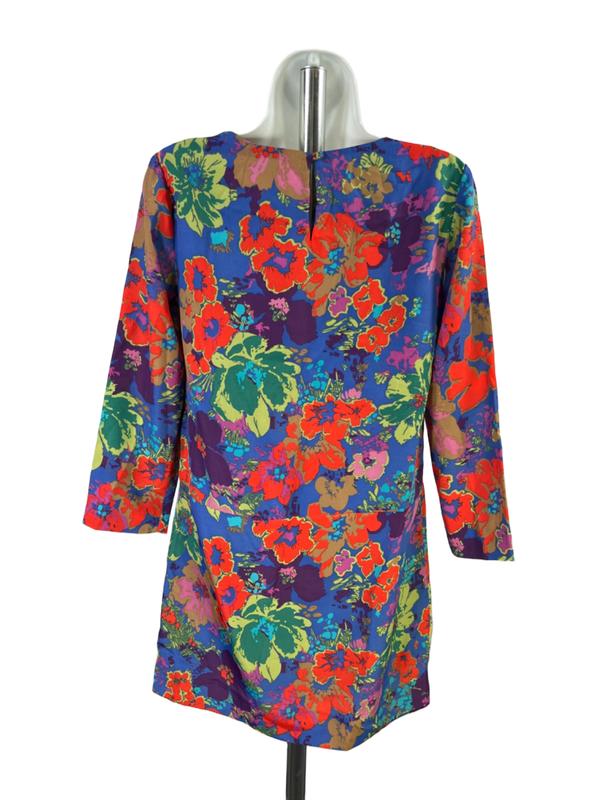 J Crew Women's Multicolor Floral Front Pocket 3/4 Sleeve Mini Dress - 0 image 2