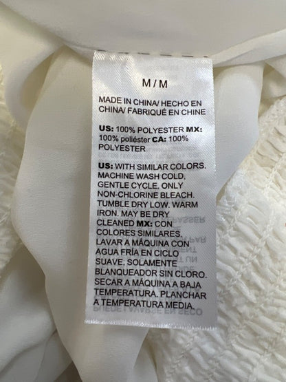 White House Black Market Women's White Semi-Sheer Long Sleeve Blouse - M image 4