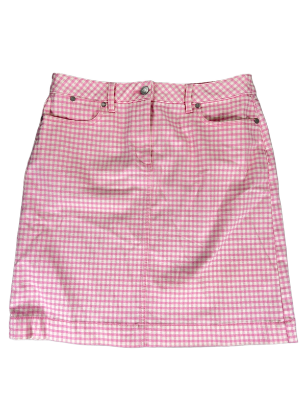 Talbots Women's Pink Checkered Denim Jean Skirt - 6
