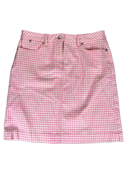 Talbots Women's Pink Checkered Denim Jean Skirt - 6