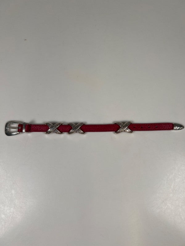 Brighton Women's Red Leather Kriss Kross Etched Bandit 9in Bracelet image 4