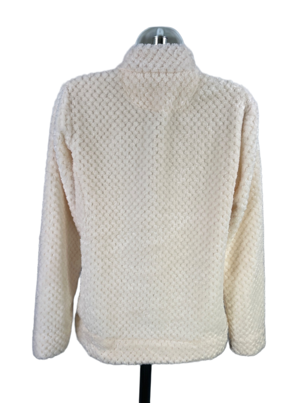 Calvin Klein Women's White Faux Fur Fleece Long Sleeve Mock Zip Up Jacket - M image 2
