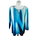 Calvin Klein Women's Blue 3/4 Sleeve Stretch Keyhole Blouse Top - M