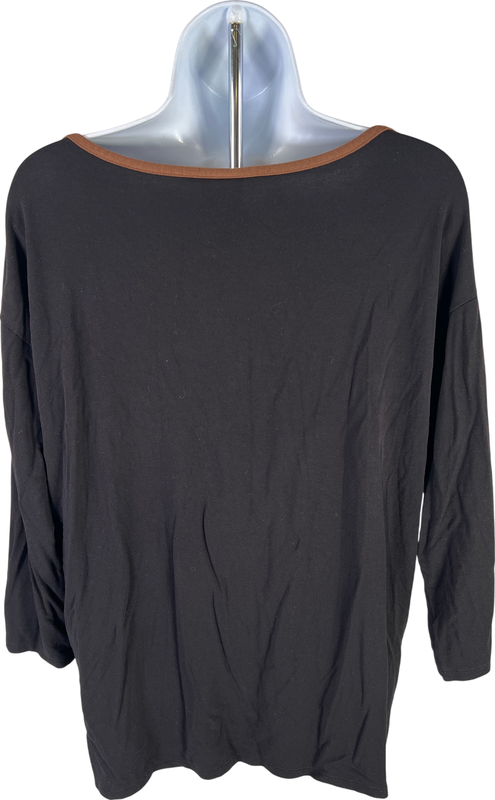 Chico’s Women’s Black/Brown 3/4 Sleeve Crewneck Shirt - 1/US M image 2