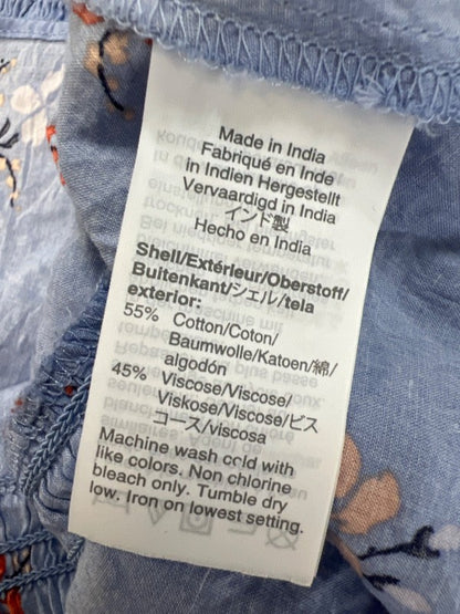 Madewell Women's Blue Floral Flutter Sleeve Smocked Blouse - M image 4