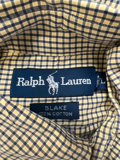 Ralph Lauren Men's Yellow/Blue Plaid Blake Long Sleeve Button Up Shirt - L image 3