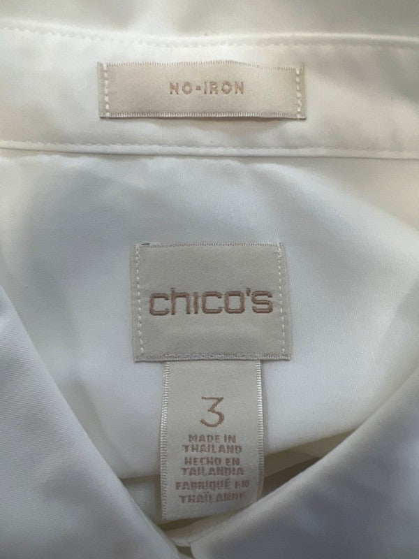 Chico's Women's White No Iron Long Sleeve Button Up Shirt - 3/US XL image 3
