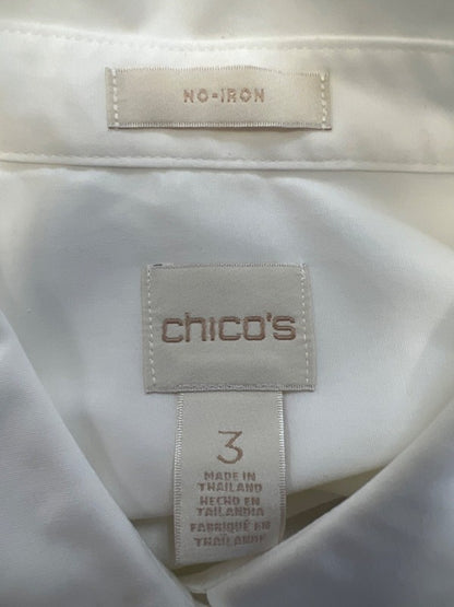 Chico's Women's White No Iron Long Sleeve Button Up Shirt - 3/US XL image 3