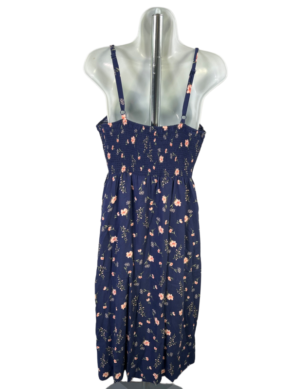Old Navy Women's Blue Floral Smocked Fit & Flare Sleeveless Cami Midi Dress - M image 2