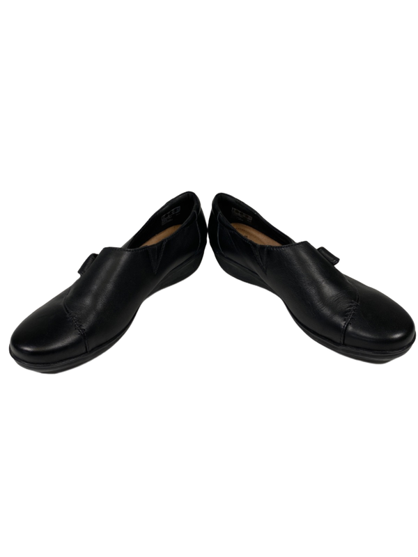 Clarks Women's Black Leather Soft Cushion Slip On Shoes - 7 image 6