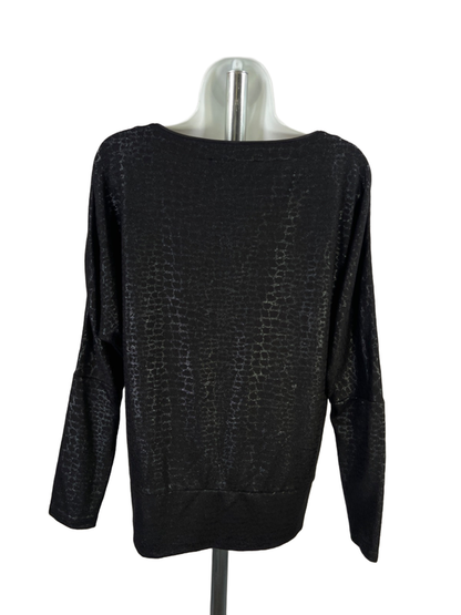 White House Black Market Women's Black Metallic Long Sleeve Shirt - M image 2