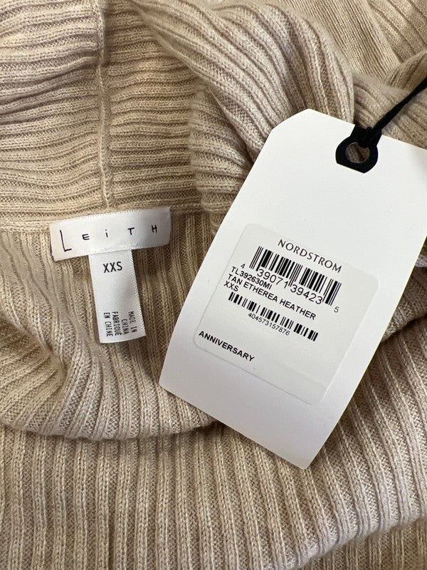 Leith Women’s Beige Ribbed Long Sleeve Open Front Cardigan Sweater - XXS image 3