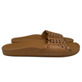 Olukai Women's Tan Leather Woven Kamola Slide Sandals - 9