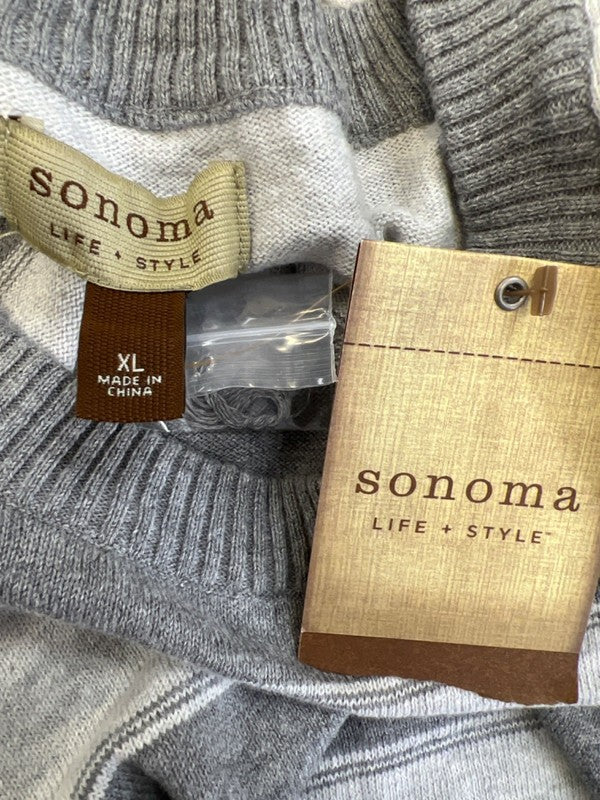 Sonoma Men's Gray Striped Long Sleeve Crewneck Sweater - XL image 3