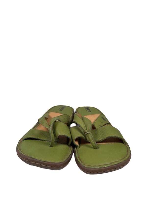 Born Women's Green Leather Open Toe Low Wedge Sandals - 8/39 image 2