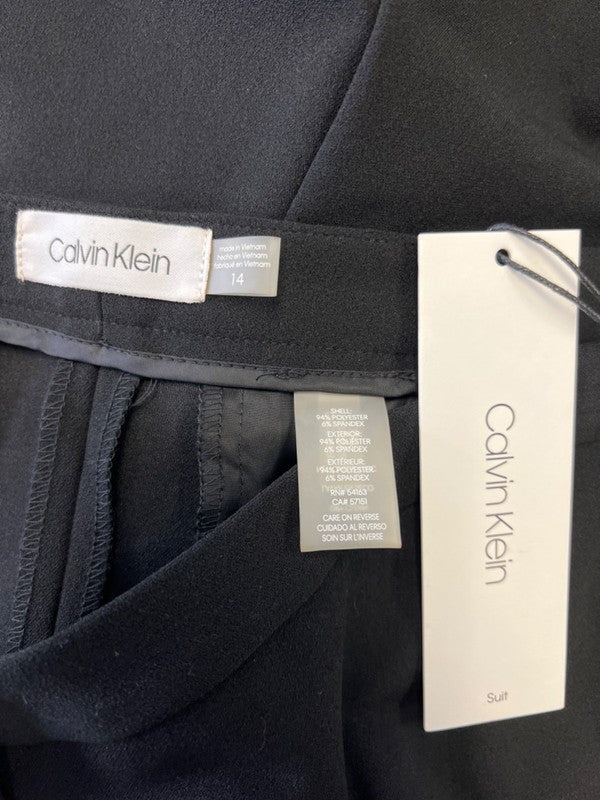 Calvin Klein Women's Black Zip Front Pockets Straight Leg Dress Pants - 14 image 3