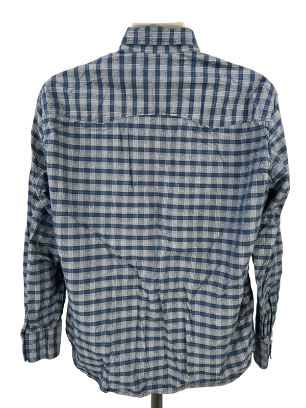 Lucky Brand Men's Blue Plaid Snap Button Up Long Sleeve Shirt - L image 2