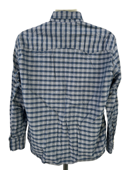 Lucky Brand Men's Blue Plaid Snap Button Up Long Sleeve Shirt - L image 2