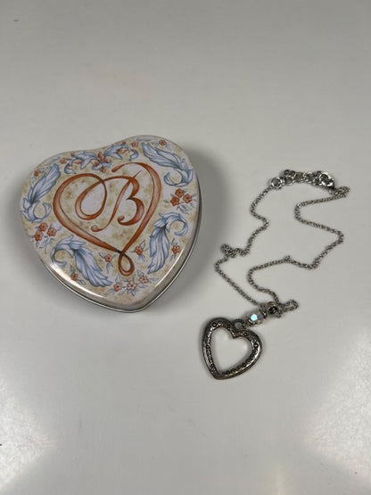 Brighton Women's Silver Pleate Heart Swarovski Pendant 8.5in Chain Necklace image 7