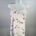 White House Black Market Women's White Floral Lace Trim Cami Tank Top - L