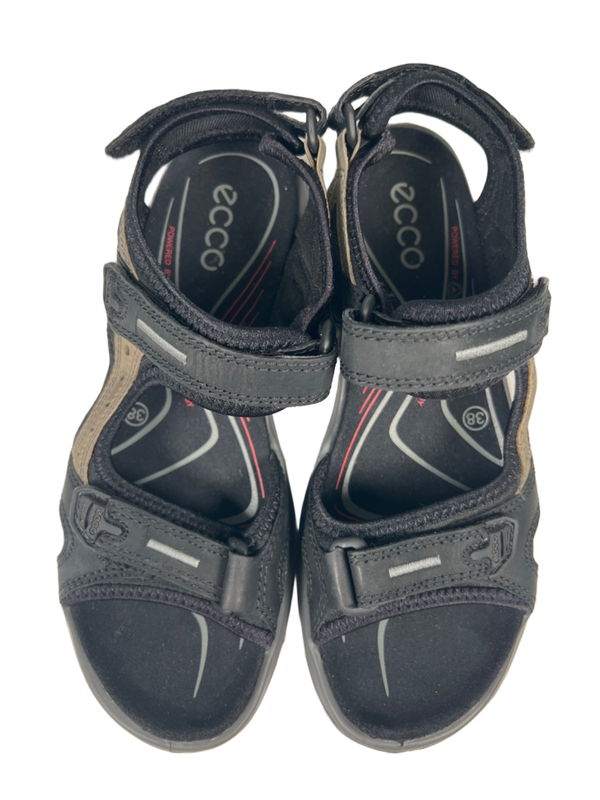 Ecco Women's Black/Taupe Yucatan Adjustable Strappy Slingback Sandals - 7 image 3