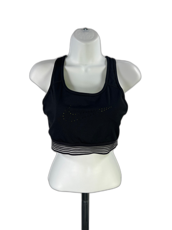 Nike Women's Black/Green Padded Athletic Racerback Sports Bra - L