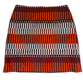 Ann Taylor Women's Orange/White Jacquard Striped Mini Pencil Skirt - 8
