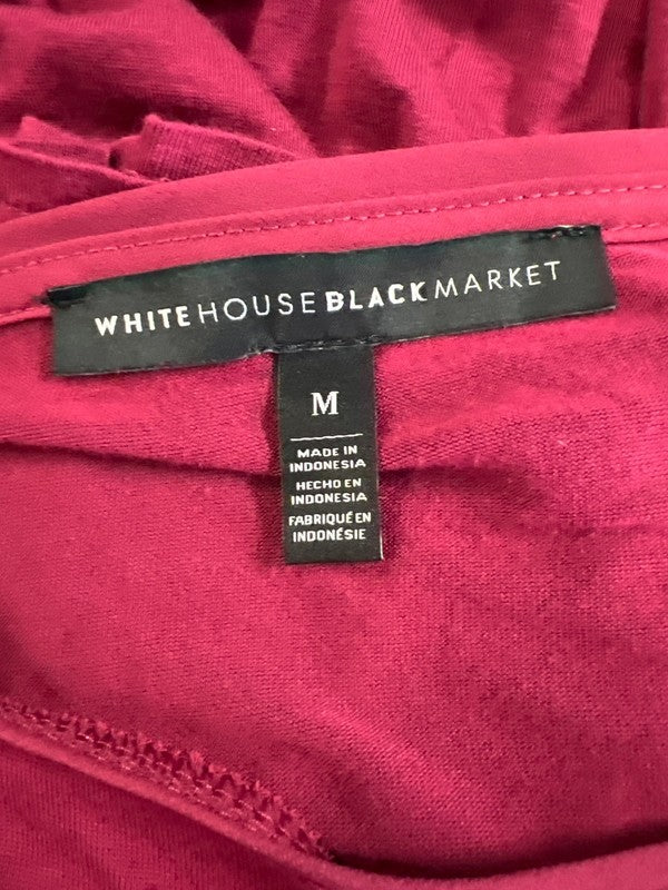 White House Black Market Women's Burgundy 3/4 Bell Sleeve Blouse - M image 3