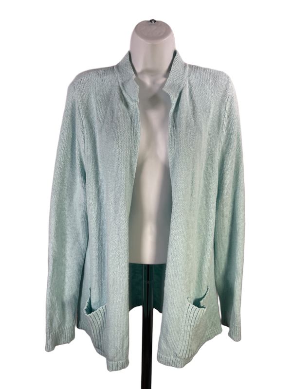 J.Jill Women's Blue Long Sleeve Open Front Cardigan Sweater - L