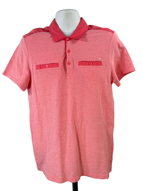 Guess Men's Pink Bliss Short Sleeve Polo Shirt - L