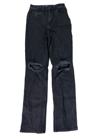 Hollister Women's Black Ultra High Rise 90s Straight Distressed Jeans - 0 Long