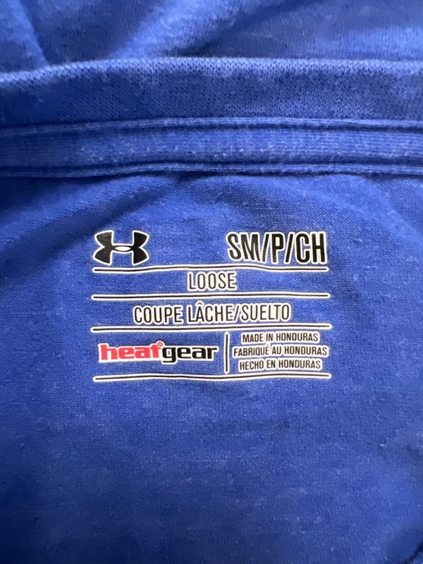 Under Armour Men's Blue Heatgear Loose Short Sleeve Golf Logo Tee Shirt - M image 3