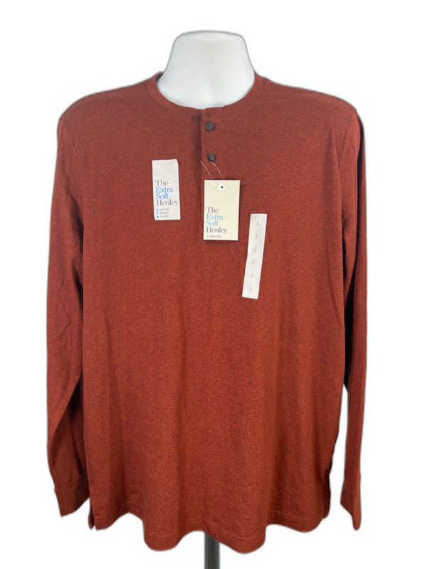 Croft and Barrow Men's Orange The Extra Soft Henley Shirt - L