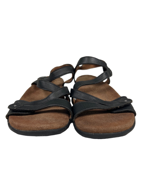 Taos Women's Black Leather Big Time Strappy Sandals - 9 image 2