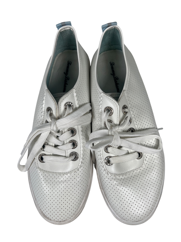 Tommy Bahama Women's White Perforated Lace Up Casual Sneakers - 9 image 3