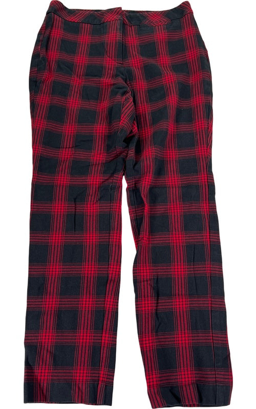J.Jill Women’s Red/Black Holiday Plaid Bi-Stretch Straight Leg Pants - 4 Petite image 2