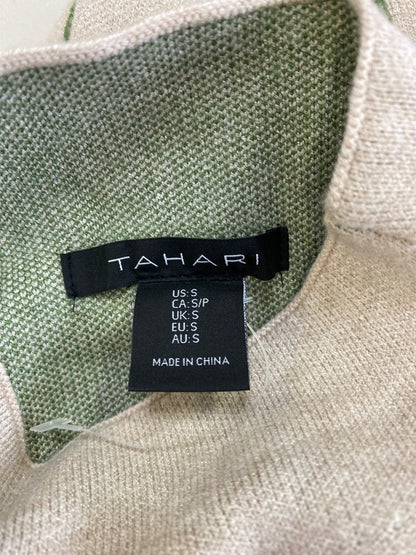 Tahari Women’s Beige/Green Long Sleeve Mock Neck Sweater - S image 3