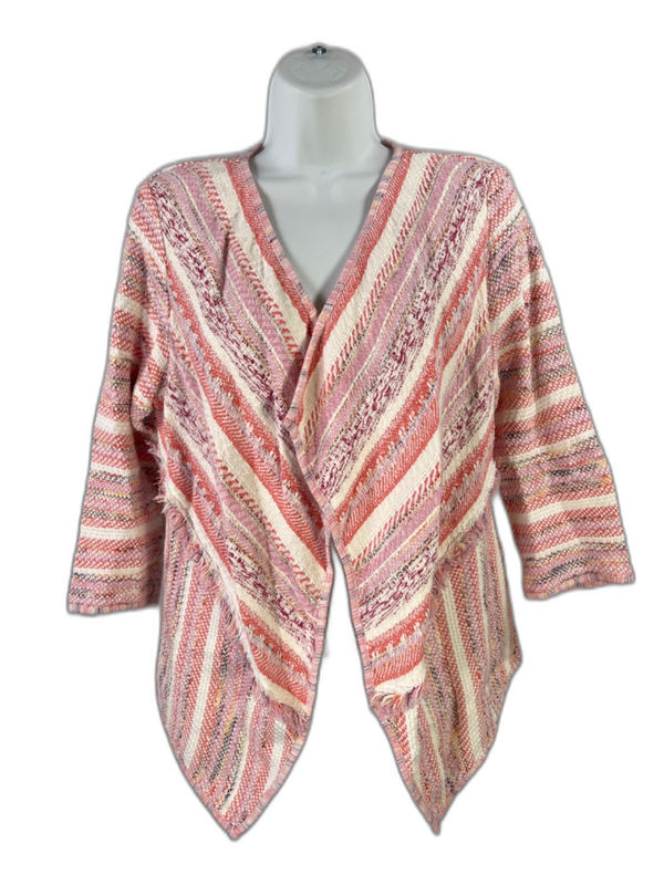 Chico's Women's Multicolor Striped 3/4 Seeve Cardigan Sweater - 1/US M