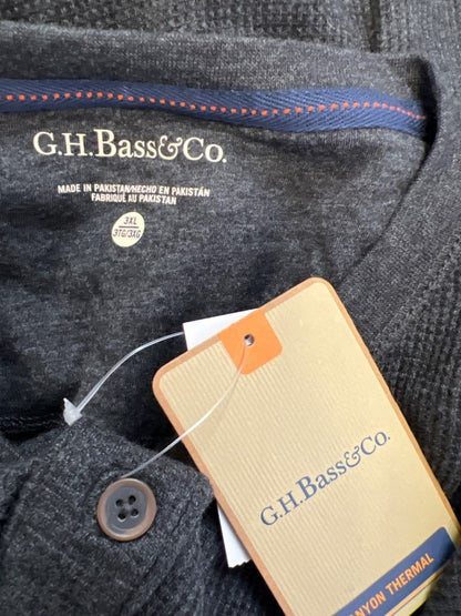 GH Bass & Co Men's Dark Gray Waffle Knit Quarter Button Long Sleeve Shirt - 3XL image 3
